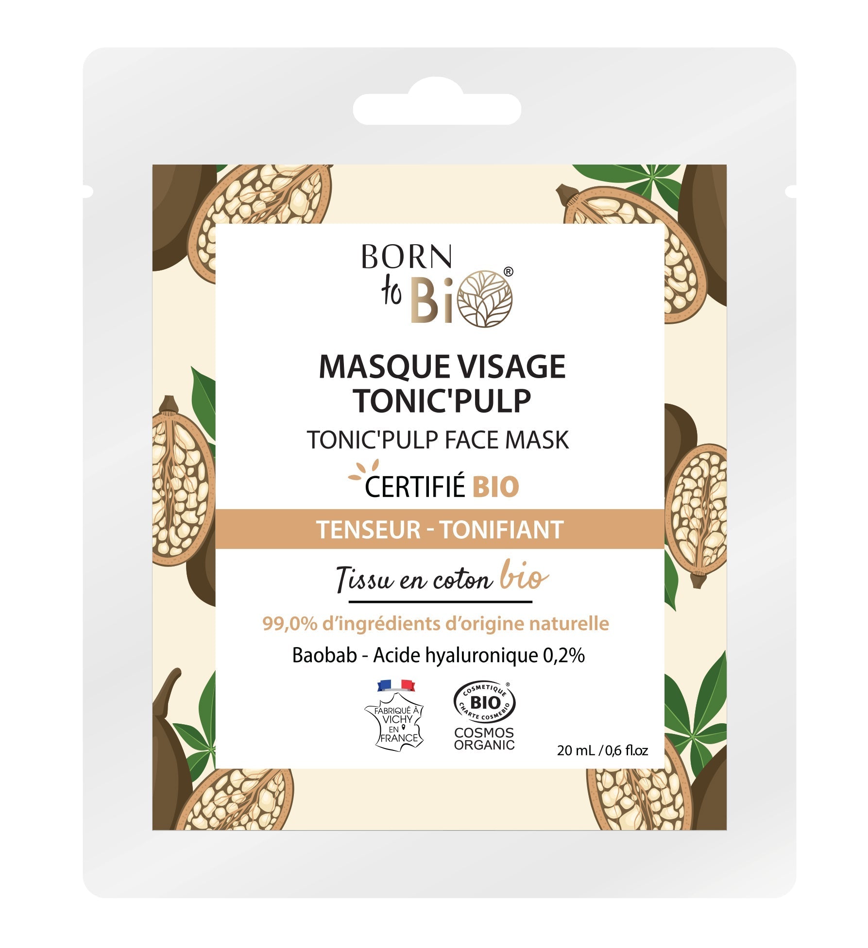 Masque visage Tonic'Pulp en coton - Certifié Bio - Soin - Masques par Born to Bio - Futura Féminin