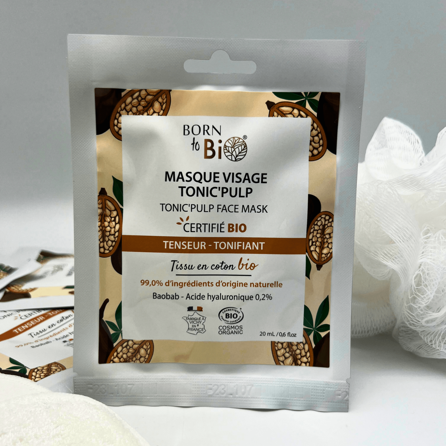 Masque visage Tonic'Pulp en coton - Certifié Bio - Soin - Masques par Born to Bio - Futura Féminin
