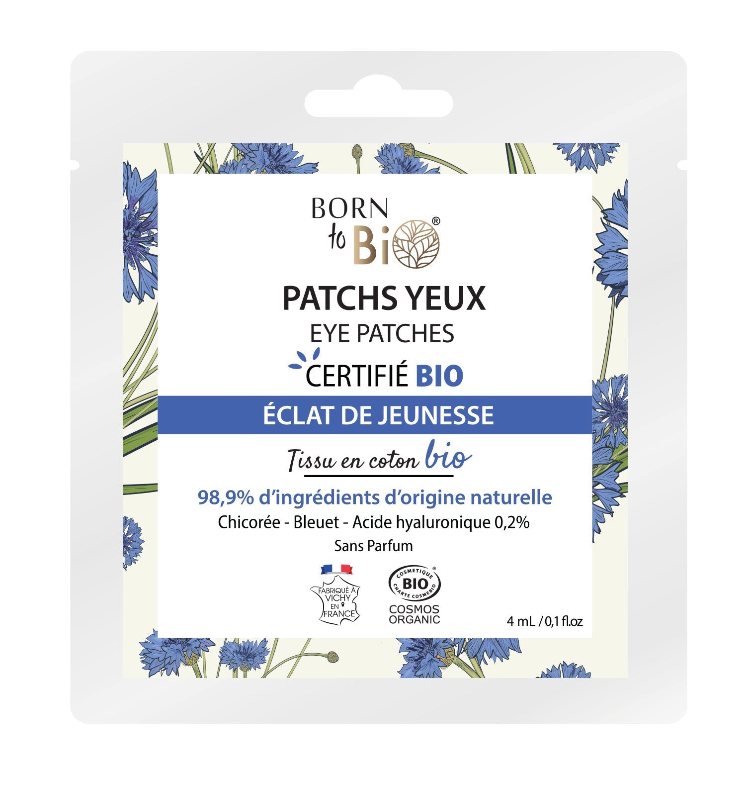 Patchs pour les yeux Éclat de Jeunesse en coton - Certifiés Bio - Soin - Masques par Born to Bio - Futura Féminin