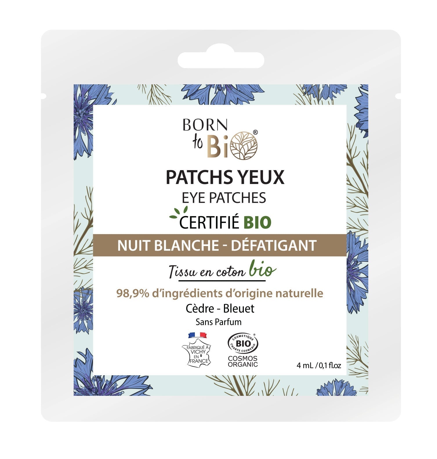 Patchs pour les yeux Nuit Blanche en coton - Certifiés Bio - Soin - Masques par Born to Bio - Futura Féminin
